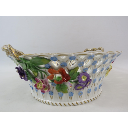 50 - Carl Thieme Dresden porcelain bowl with applied handpainted flowers. Approx 4