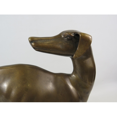 69 - Bronze Art Deco style Whippet dog sculpture. 11.5