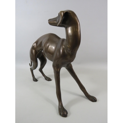 69 - Bronze Art Deco style Whippet dog sculpture. 11.5