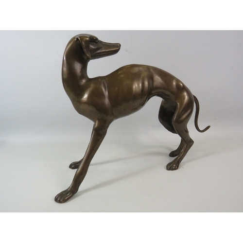 69 - Bronze Art Deco style Whippet dog sculpture. 11.5