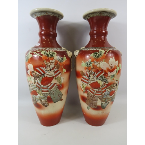 72 - Large Pair of Japanese Satsuma Vases approx 18