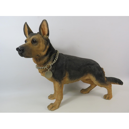 73 - Large Resin sculpture of  German Shepherd with stands 14 3/4 