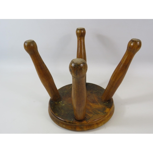 80 - Small Antique wooden milking stool. 8