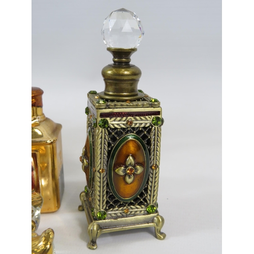 98 - Large selection of Perfume bottles, enamel trinket boxes etc.