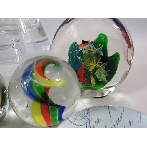 117 - 7 Various art glass paperweights.