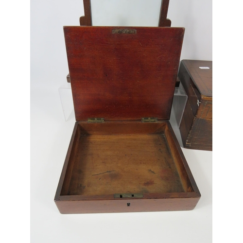 172 - Vintage oak storage box, cigar box and art deco picture frame.