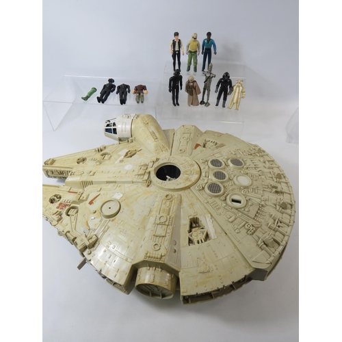 1604 - Star Wars Figures, some damaged for spares plus a large Millenium Falcon Model.   See photos.