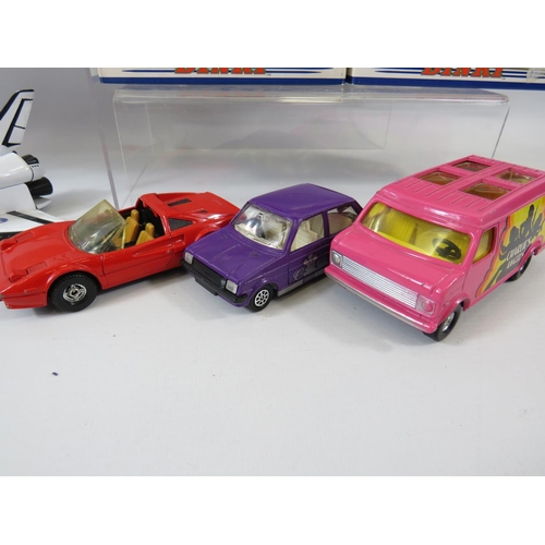 1605 - Mixed lot of Die Cast metal cars, Three by Dinky, Oxford and unboxed playworn Corgi models. See phot... 