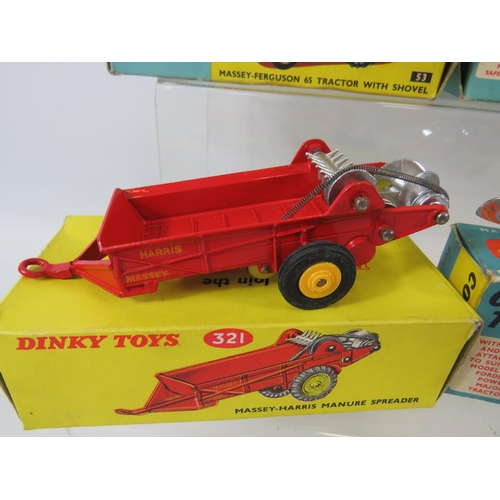 1611 - Three Boxed Corgi Die Cast Agricultural Models. All boxed, Light playworn,  Plus a Dinky 321 Manure ... 