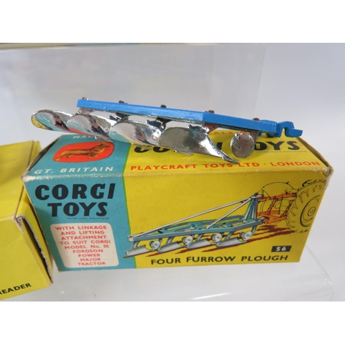 1611 - Three Boxed Corgi Die Cast Agricultural Models. All boxed, Light playworn,  Plus a Dinky 321 Manure ... 