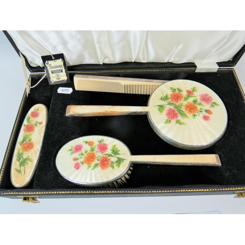 101A - Lovely 1950's Silver edged dressing table set by Broadway. Comes in original display case. Pieces ha... 