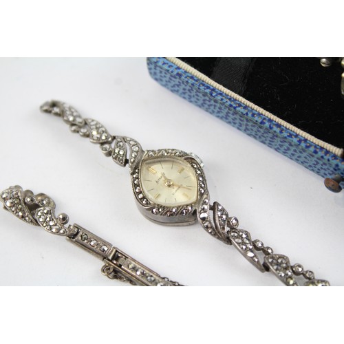 8 - STERLING SILVER Ladies Vintage WRISTWATCHES Hand-wind WORKING Inc. HELVETIA x 2     404725