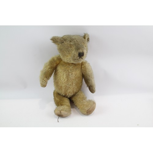 12 - Merrythought Vintage 1930s Mohair Jointed Growler Teddy Bear W/ Button & Label     465909