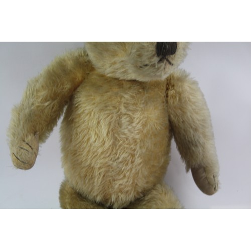 12 - Merrythought Vintage 1930s Mohair Jointed Growler Teddy Bear W/ Button & Label     465909