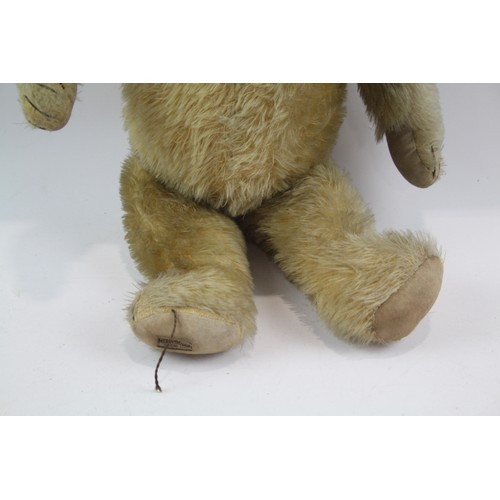 12 - Merrythought Vintage 1930s Mohair Jointed Growler Teddy Bear W/ Button & Label     465909