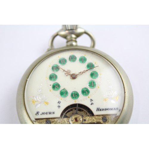 20 - HEBDOMAS Vintage Gents Open Face POCKET WATCH Hand-wind Requires Service     404870