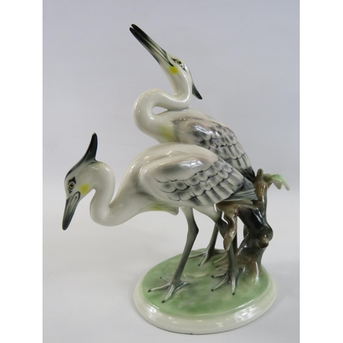 130 - Austrian Keramos figurine of two Herons, approx 9