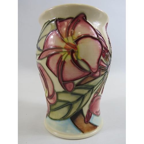 135 - Moorcroft Frangipani vase with box, approx 5 1/4