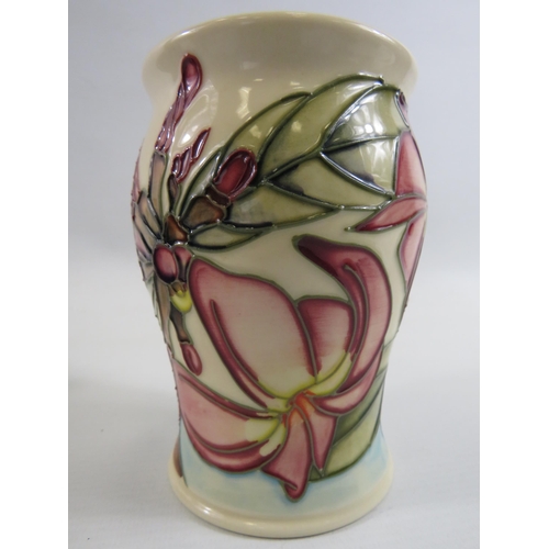 135 - Moorcroft Frangipani vase with box, approx 5 1/4