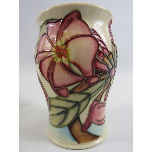 135 - Moorcroft Frangipani vase with box, approx 5 1/4