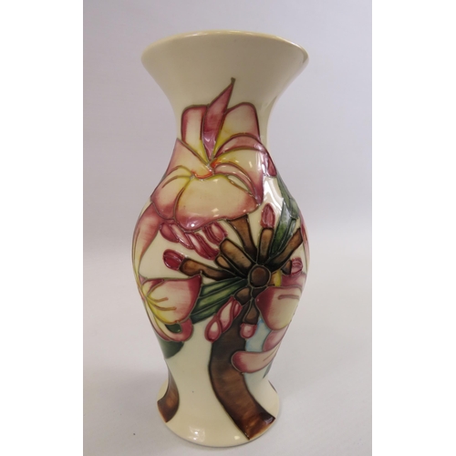 136 - Moorcroft Frangipani vase with box, approx 7 3/4