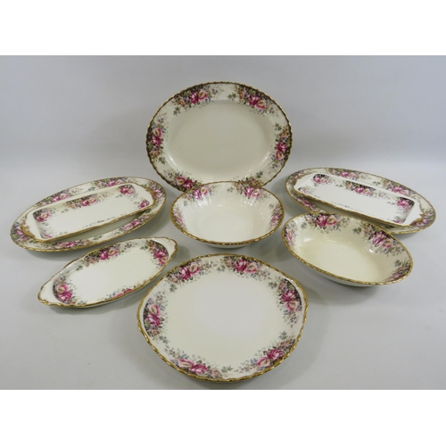 140 - 9 pieces Royal Albert Autumn Roses Oval serving plates, sandwich plates etc, all 1st & 2nd quality.