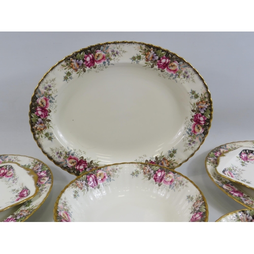 140 - 9 pieces Royal Albert Autumn Roses Oval serving plates, sandwich plates etc, all 1st & 2nd quality.