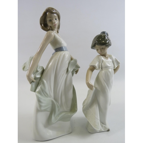 141 - 2 Nao figurines Girl and Lady, the tallest measures 10.5