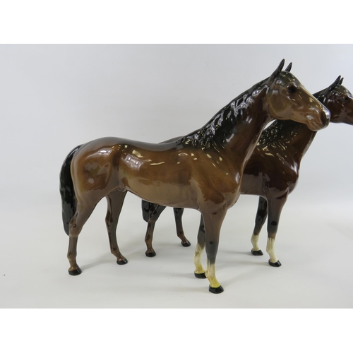 170 - 2 Large Beswick race horse figurines (one looks to have had restoration to front legs see pics).