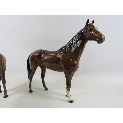 170 - 2 Large Beswick race horse figurines (one looks to have had restoration to front legs see pics).