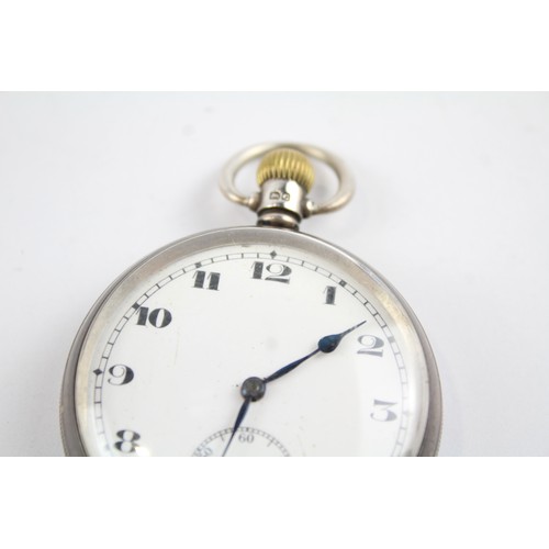 22 - STERLING SILVER Gents Vintage Open Face POCKET WATCH Hand-Wind WORKING     845309