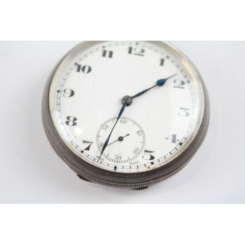 22 - STERLING SILVER Gents Vintage Open Face POCKET WATCH Hand-Wind WORKING     845309