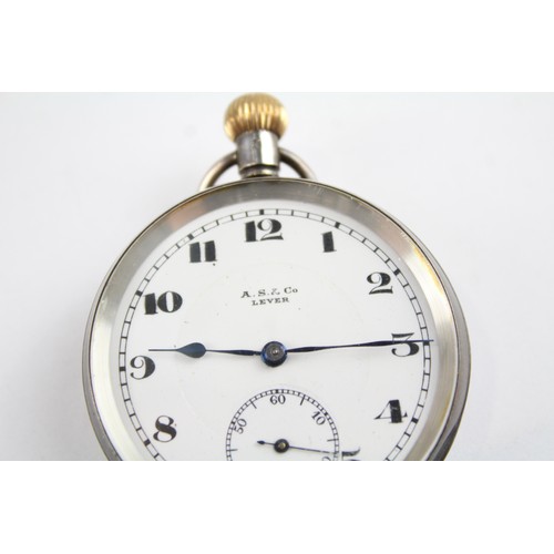 27 - STERLING SILVER Gents Vintage Open Face POCKET WATCH Hand-Wind WORKING     845297