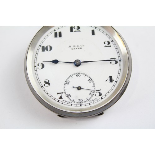 27 - STERLING SILVER Gents Vintage Open Face POCKET WATCH Hand-Wind WORKING     845297