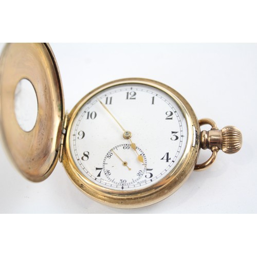 31 - Vintage Gents Rolled Gold Half Hunter POCKET WATCH Hand-wind WORKING     404866