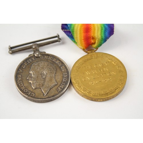 78 - WW1 Medal Pair Named R-33980 PTE W Hagdkiss K-R-RIF-C     637712