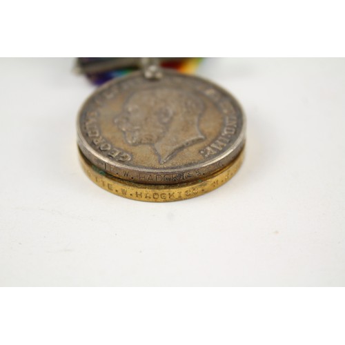 78 - WW1 Medal Pair Named R-33980 PTE W Hagdkiss K-R-RIF-C     637712