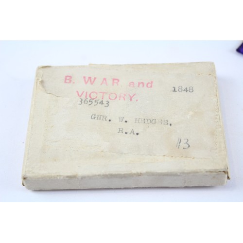 79 - Boxed WW1 Medal Pair Named 365543 GNR W Hedges RA     637552