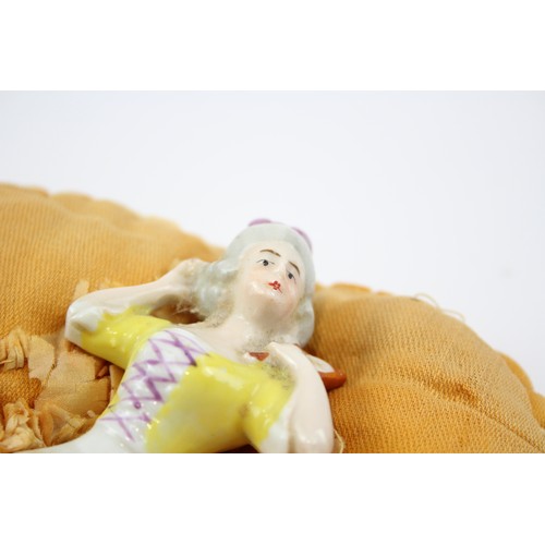 95 - Antique Porcelain Half Doll Handmade Mit / Pin Cushion     500765