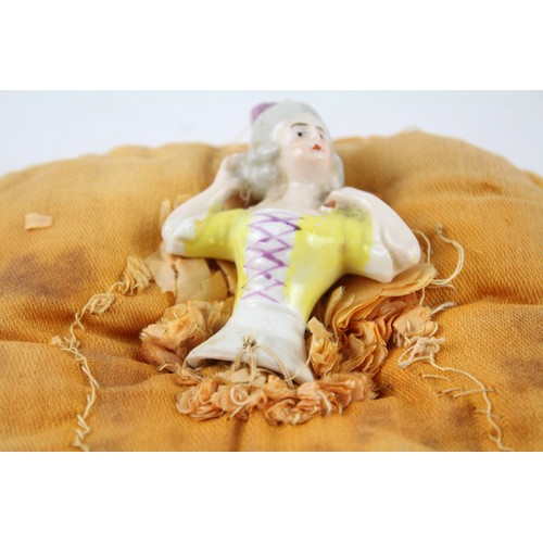 95 - Antique Porcelain Half Doll Handmade Mit / Pin Cushion     500765