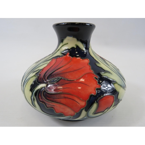 176 - Moorcroft Squat poppy vase 2009, approx 4 1/4