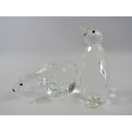 185 - Swarovski Polar Bear and Penguin. The tallest measures 8cm.