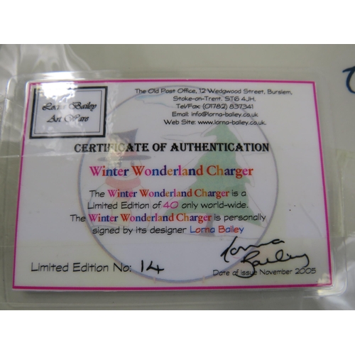 187 - Large Lorna Bailey Limited Edition Number 14/40 Winter wonderland Charger, it measures 13.5