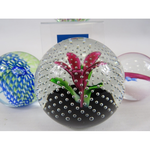 188 - 4 Caithness paperweights Coral Flowers, Flower in the rain, Weaver and Fleur.