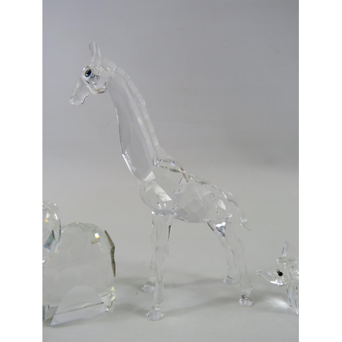 190 - Swarovski Giraffe 13.5cm tall plus 2 Swarovski elephants