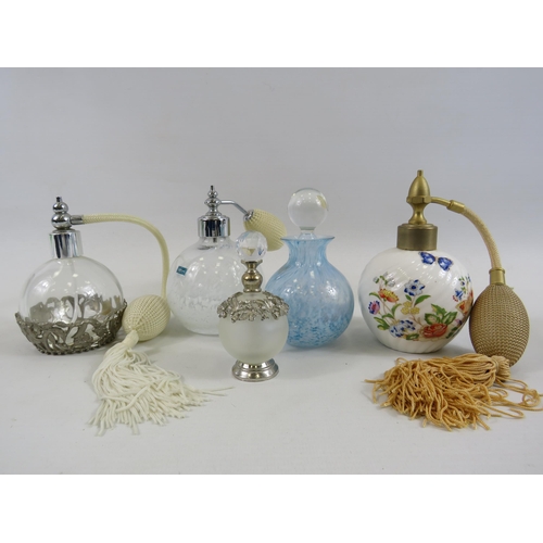 201 - Selection of perfume bottles and atomisers including Caithness and Aynsley.