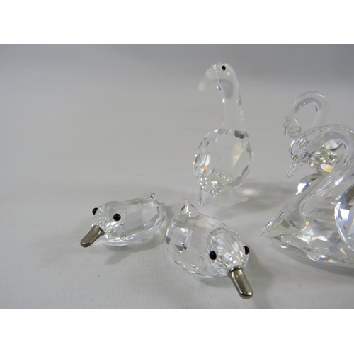 203 - 4 Swarovski swans, 2 Ducks and 1 Goose figurines.