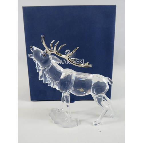 207 - Swarovski Crystal Stag / deer with box, approx 13cm tall.