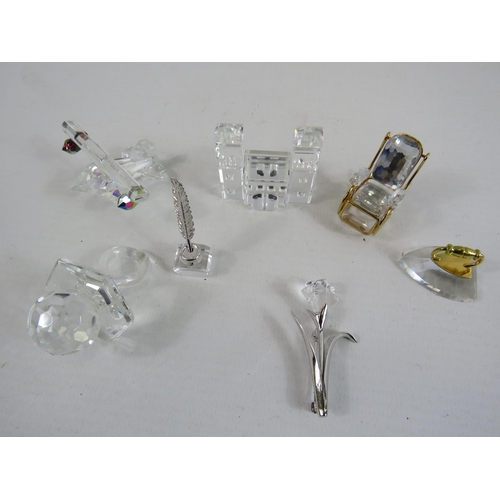 219 - Selection of Crystal glass ornamants including some Swarovski.