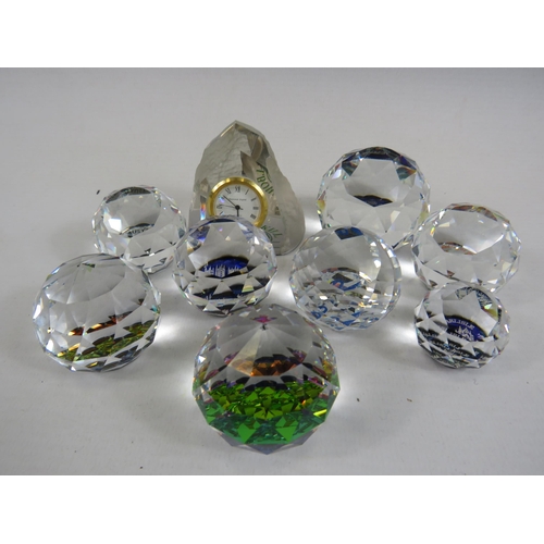 220 - Selection of Crystal glass paperweights including colour changing and Swarovski.